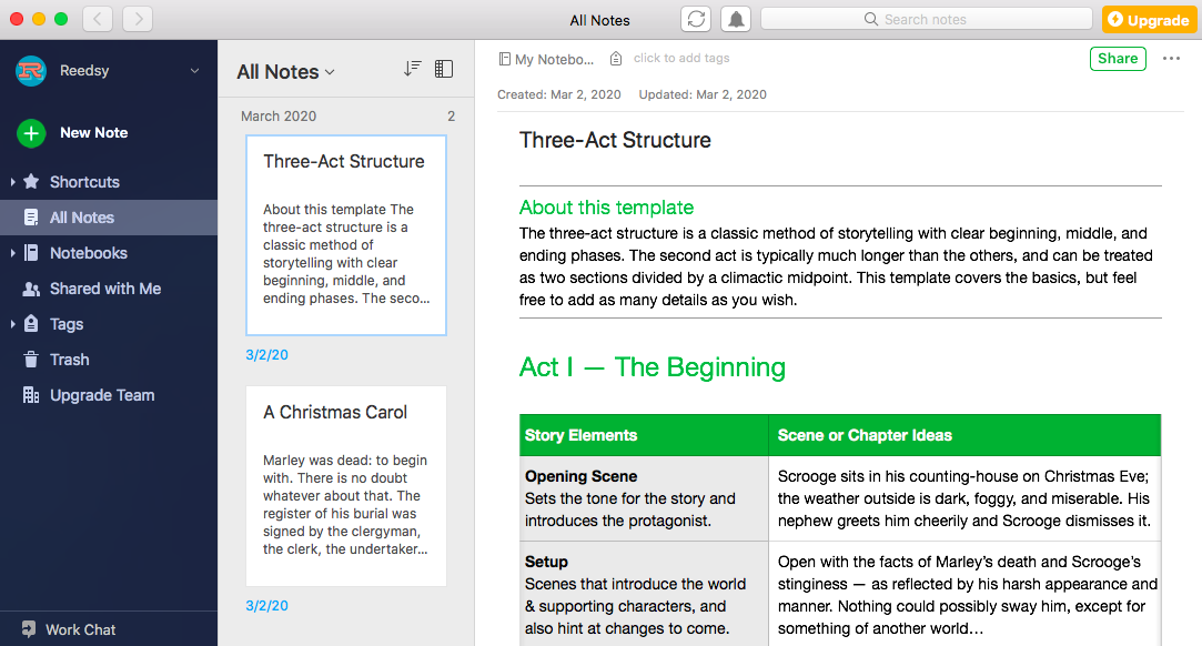 writing apps evernote
