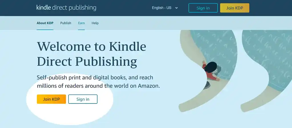Kindle Direct Publishing homepage