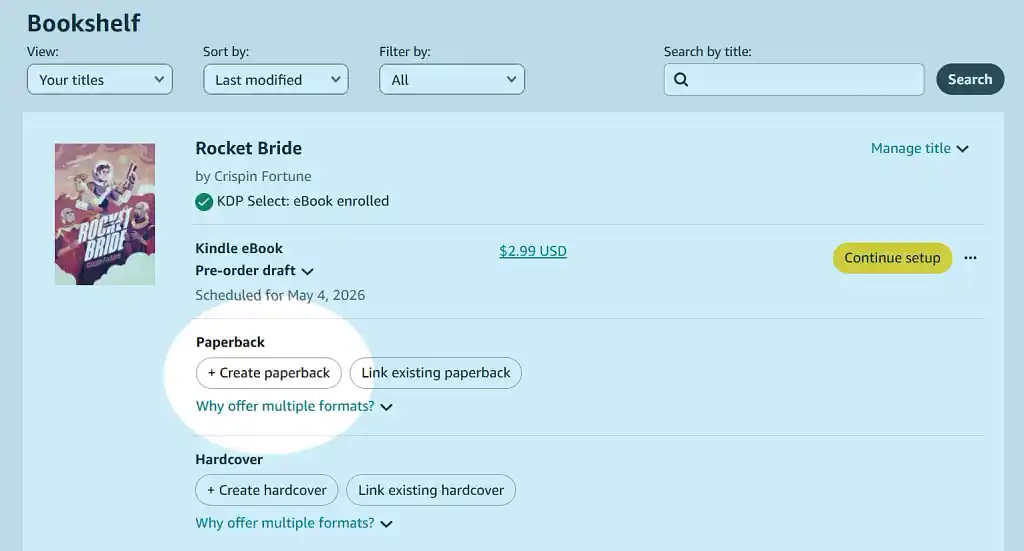 Create a paperback version of an ebook on Amazon KDP