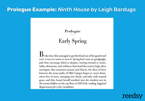Example of a prologue in a book, excerpt from Leigh Bardugo's Ninth House