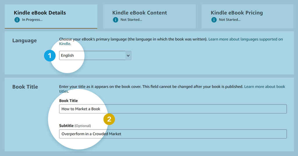 Where to provide your book's title on Amazon