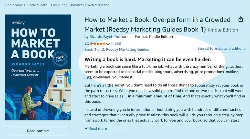Book page for Ricardo Fayet's "How to Market a Book"