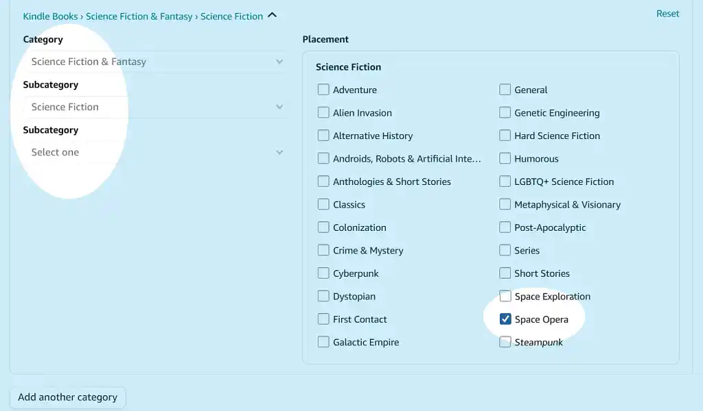 Choosing categories on Amazon KDP