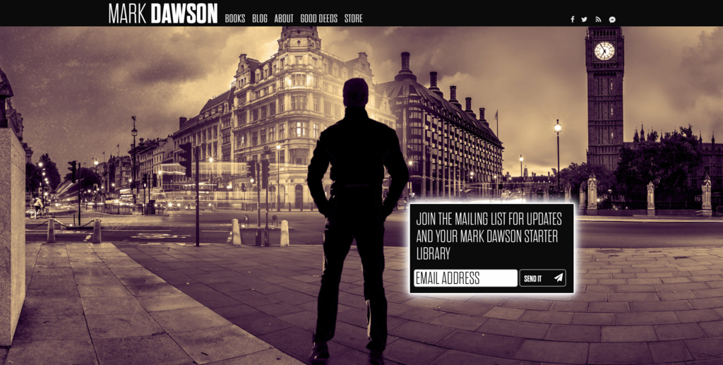 7 Ways to Build a Rockin' Author Platform | Mark Dawson website example