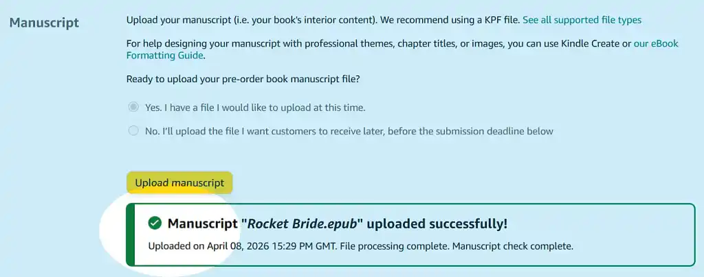 Manuscript uploaded successfully
