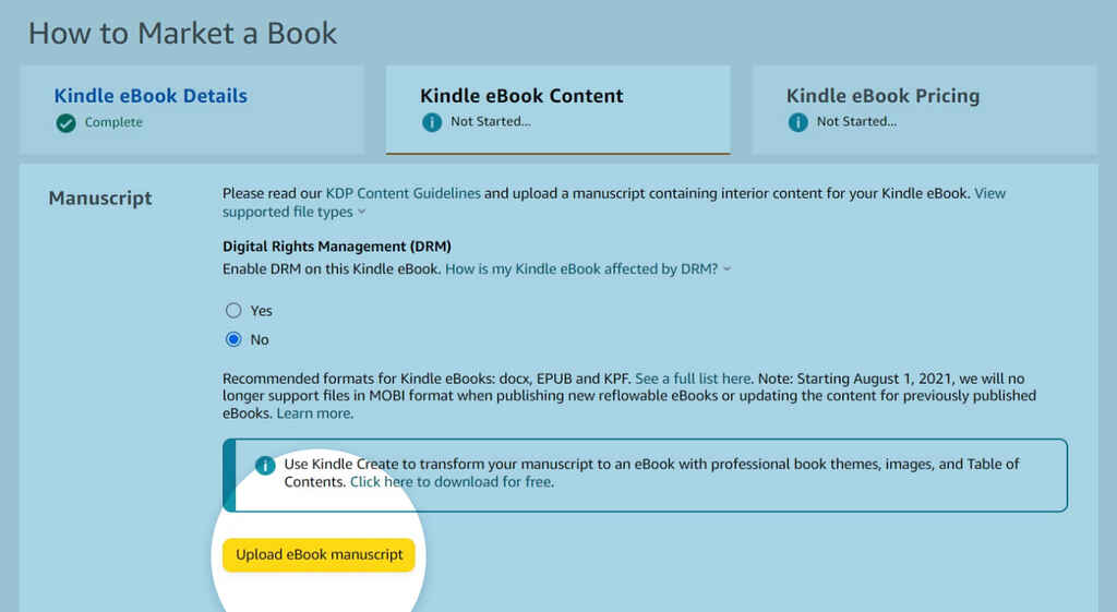 How to upload your manuscript on Amazon