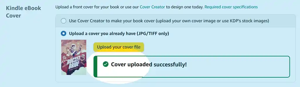 Cover uploaded successfully