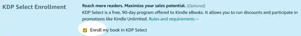 Do you want to enroll your book in KDP Select?