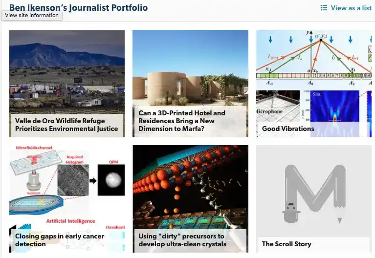 Ben Ikenson's MuckRack portfolio showcases his science writing background.
