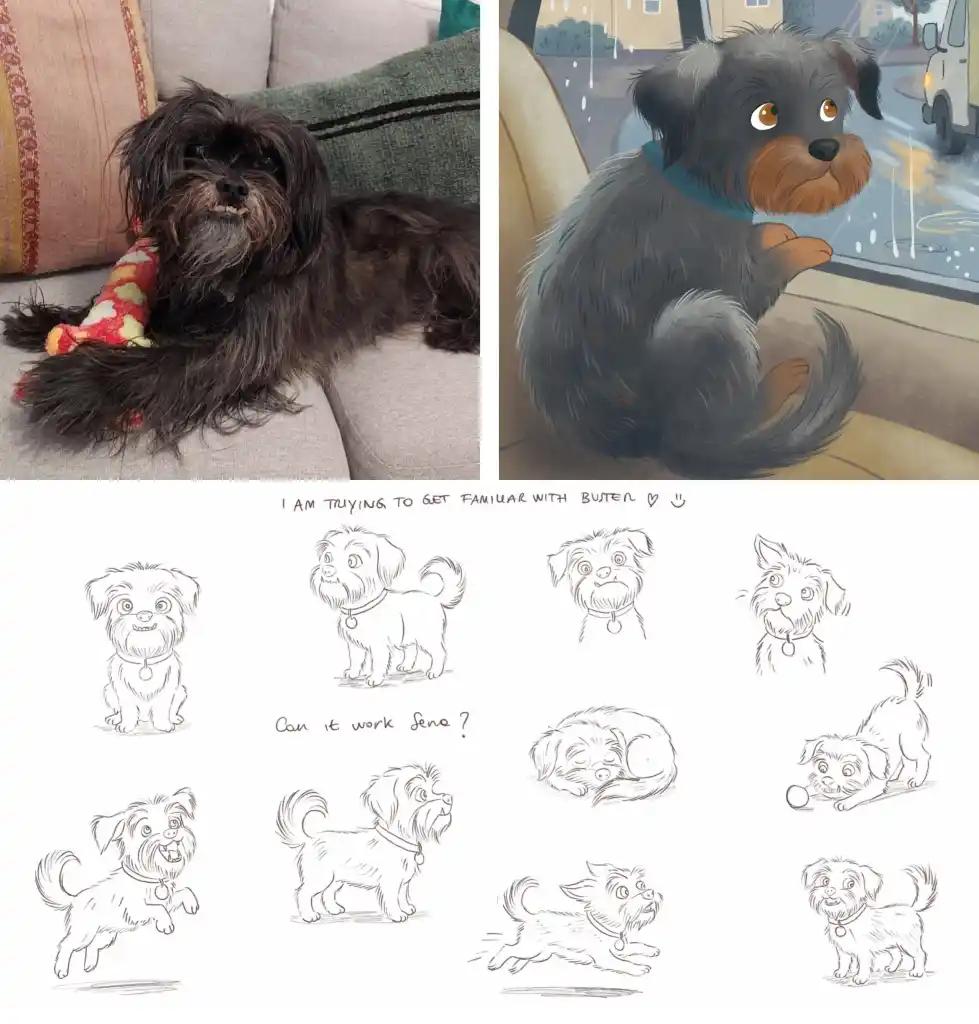 Turning a real dog into a picture book character
