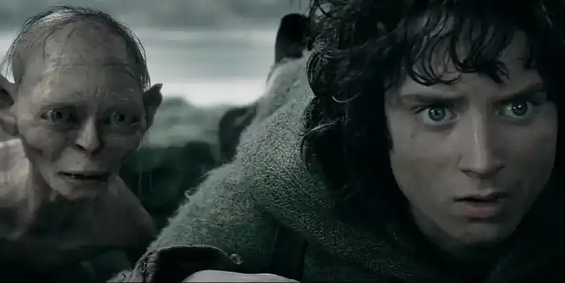 Andy Serkis as Gollum with Elijah Wood as Frodo. Credit: New Line Cinema
