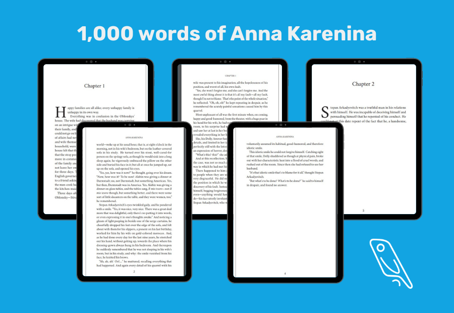 1,000 words of Anna Karenina spreads over 5 pages