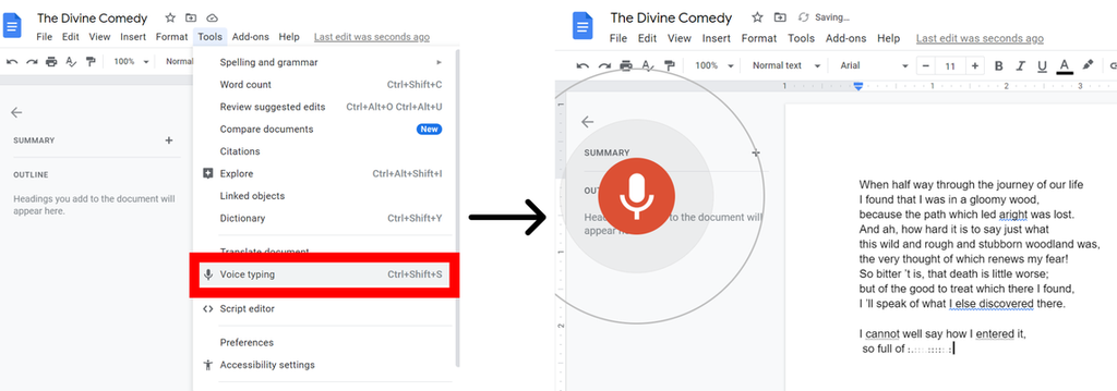 How to write faster | To use speech-to-text dictation on Google Doc go on Tools then Voice typing