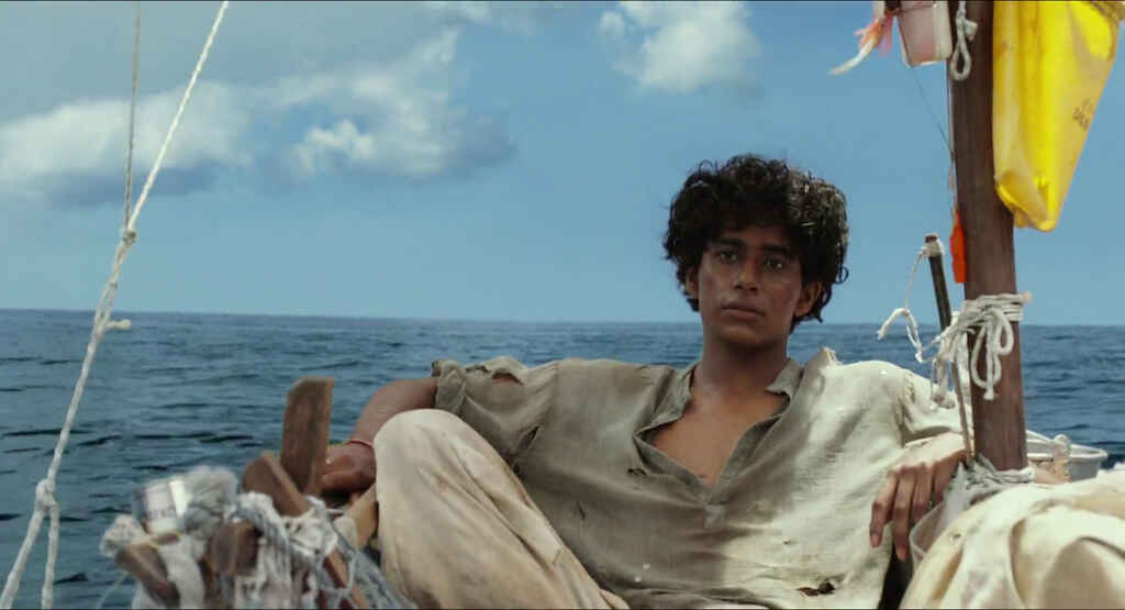 Writing Techniques | Life of Pi movie still, Pi Patel on the boat