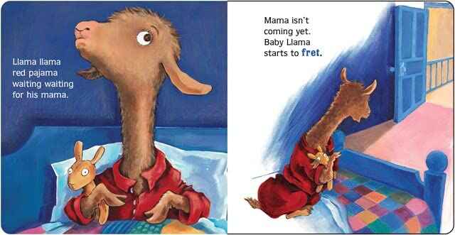 Illustration of a baby llama going to bed