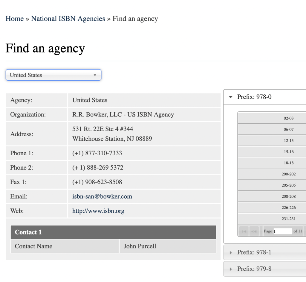 ISBN Number - screenshot of a search for a local provider