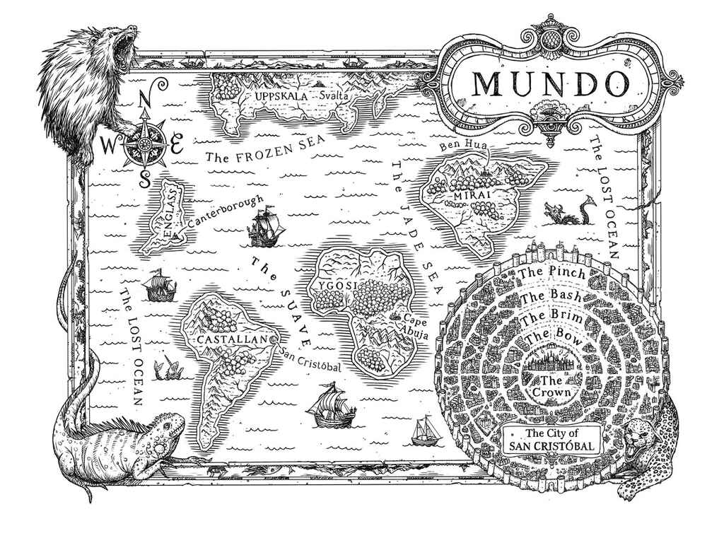 Worldbuilding guide: an example of a fantasy map by illustrator Leo Hartas