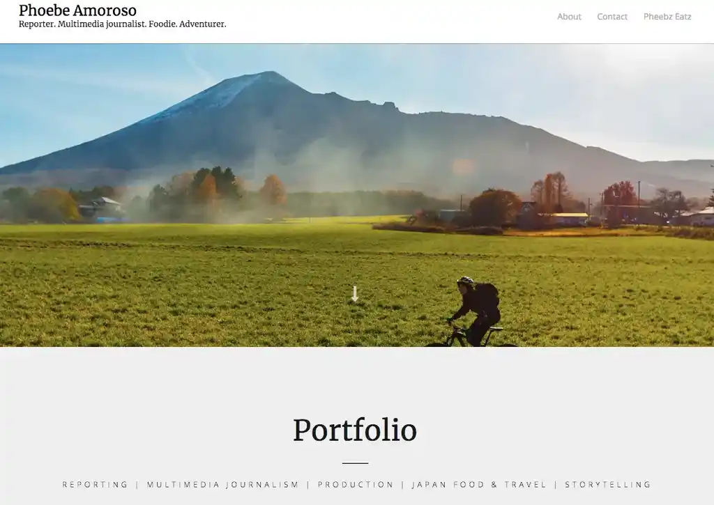 Phoebe Amoroso's Wordpress website is a slick professional portfolio