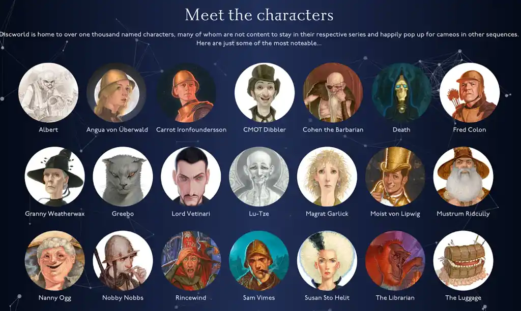 Screenshot from Terry Pratchett's website