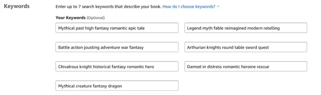 Screenshot of Amazon's interface showing where to enter keywords