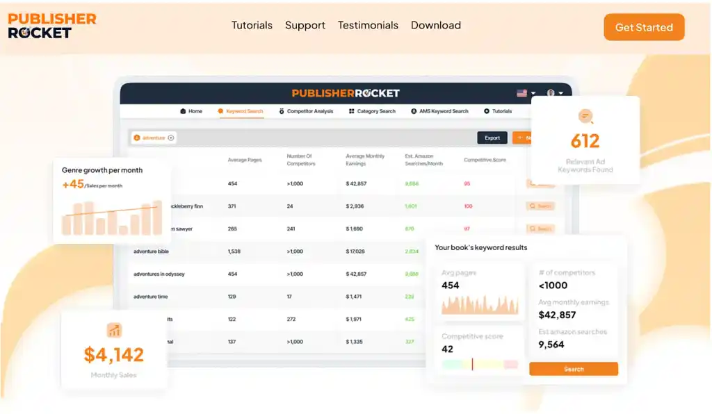 Screenshot of Publisher Rocket keyword research tool