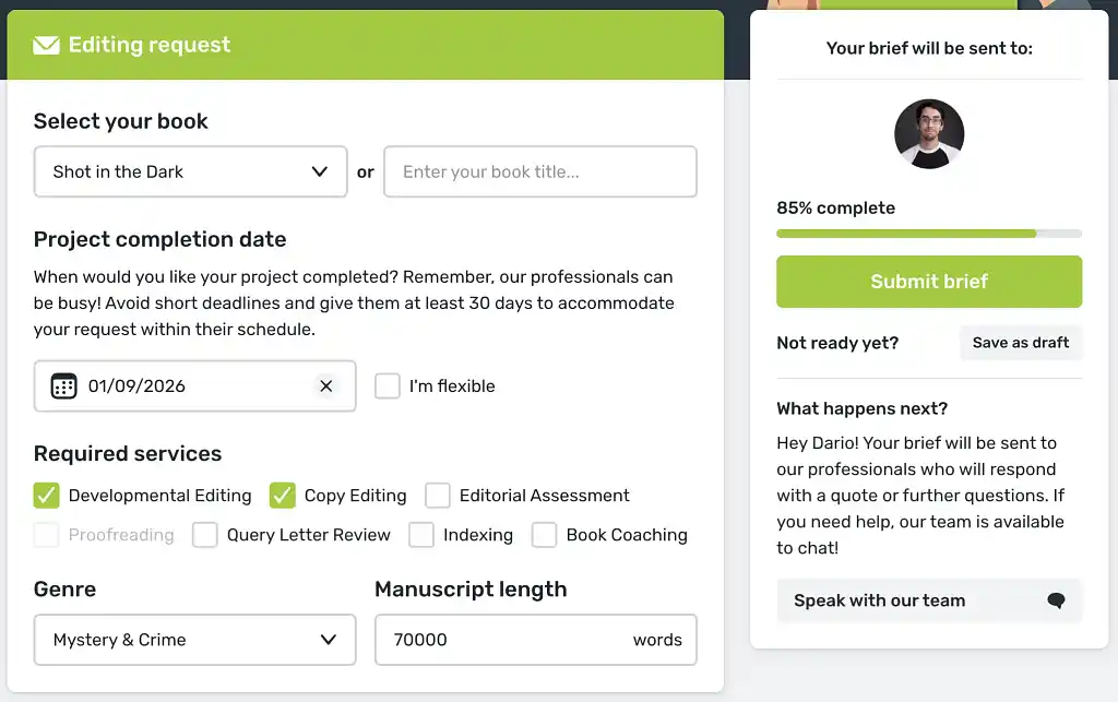 Sample editing brief