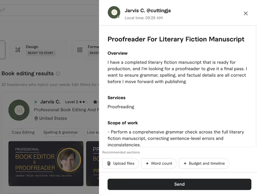 Also briefing on Fiverr