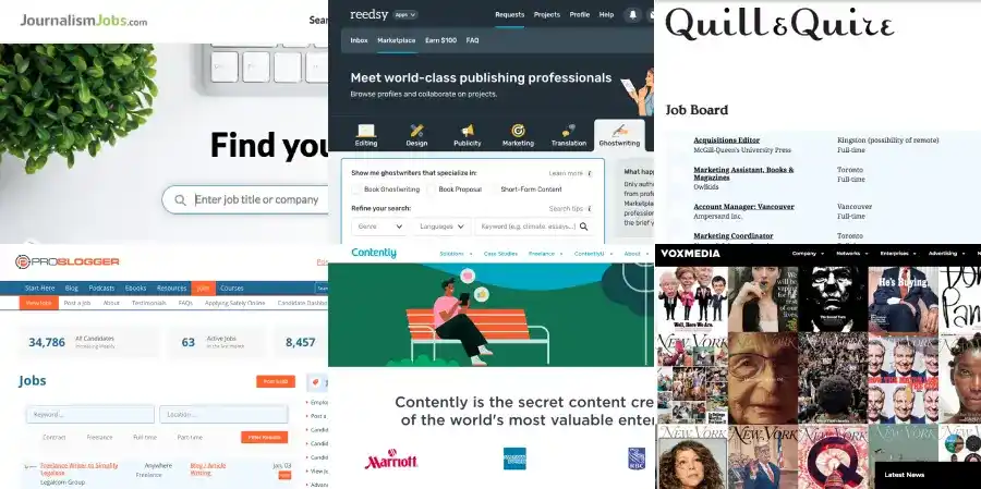 Examples of websites offering freelance services