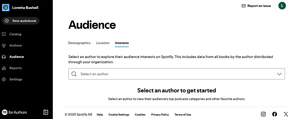Audience dashboard on Spotify for Authors