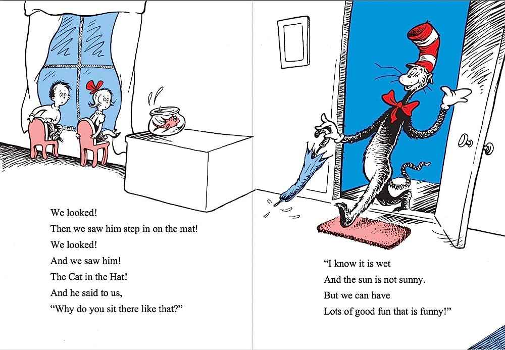 Illustration of The Cat in The Hat by Dr. Seuss