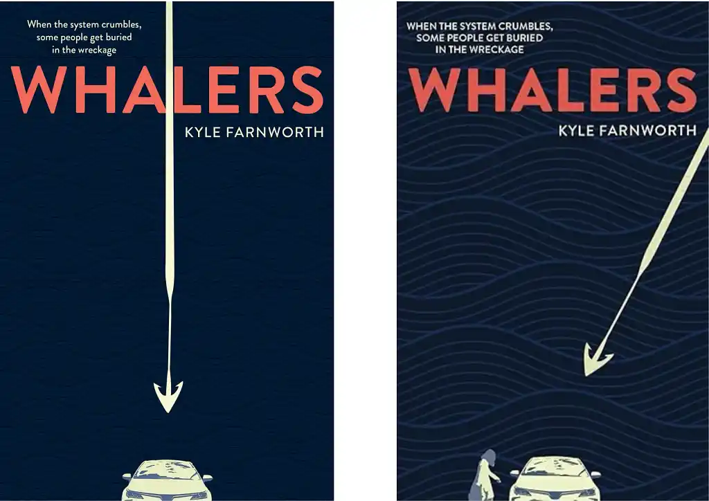Concept and final cover for Whalers by Kyle Farnworth