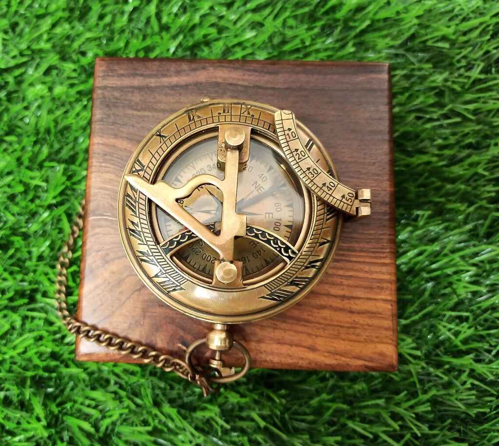 Vintage Style Birthday Father's Day Sundial Gift Box Brass