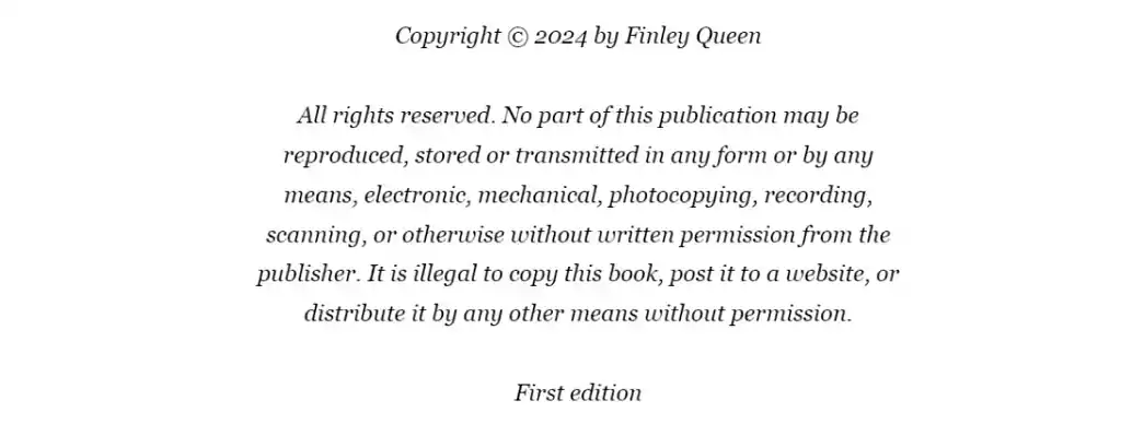 Screengrab of a copyright page