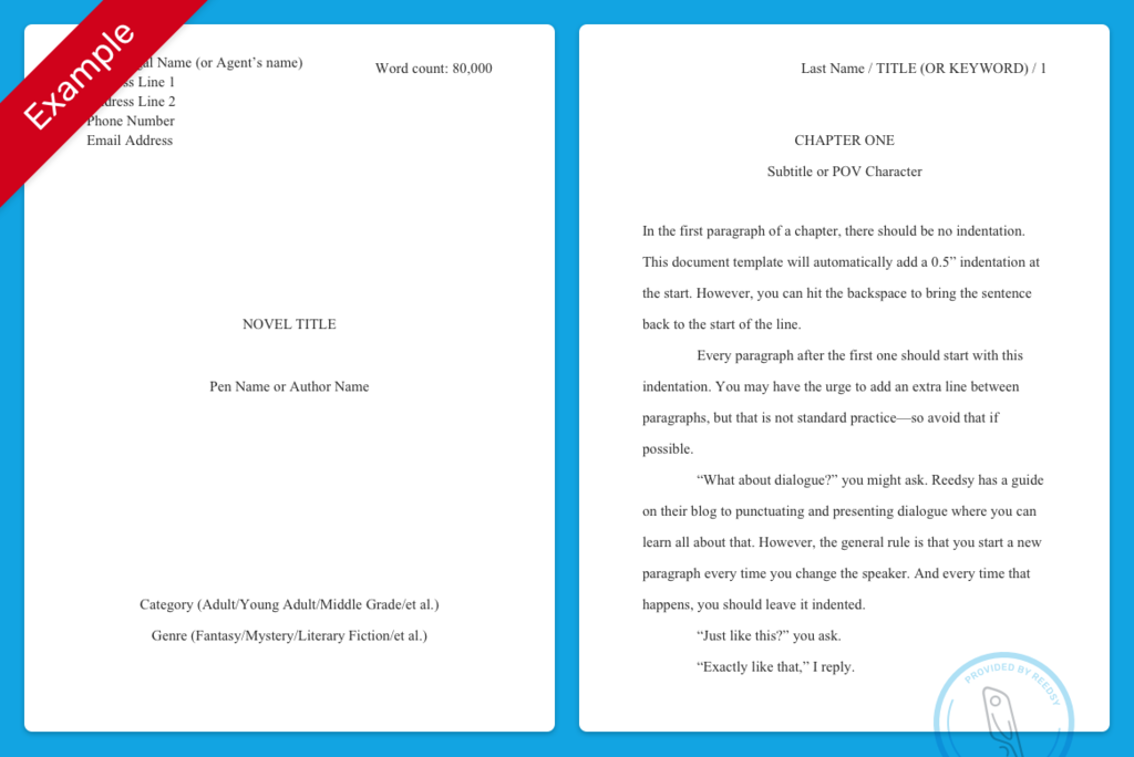 novel manuscript template