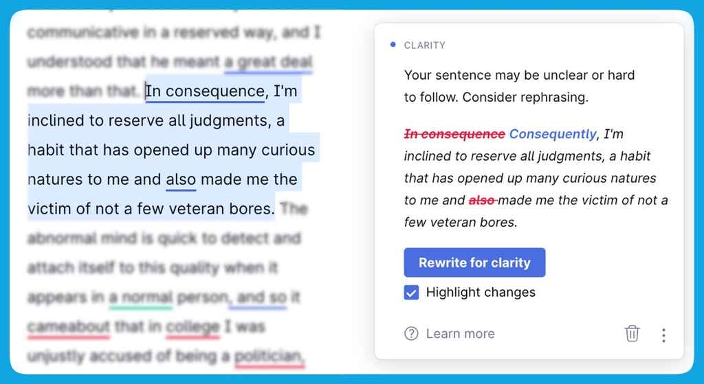 grammarly clarity suggestions