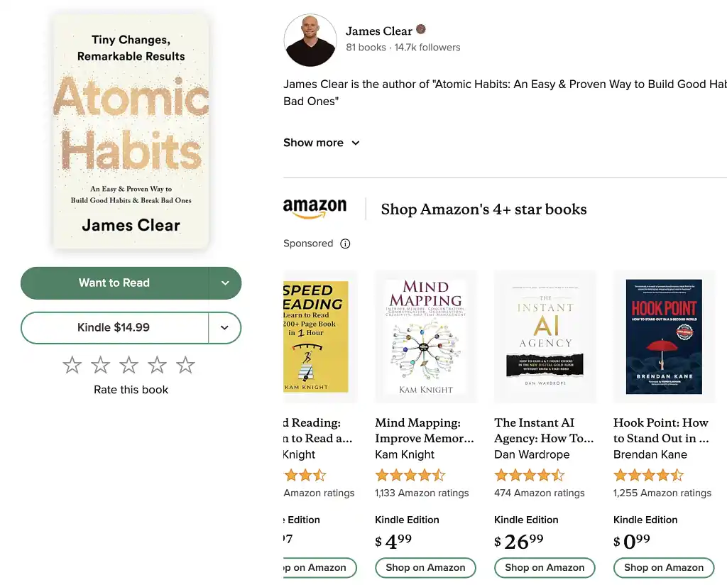An Amazon Ad on Goodreads