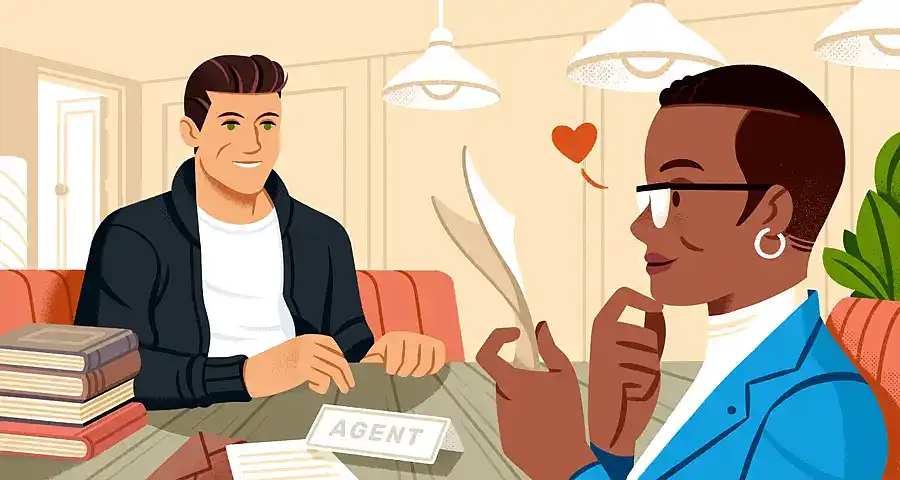 Illustration of a literary agent