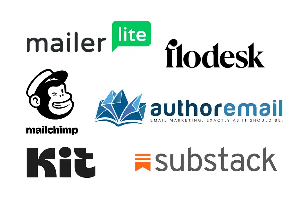 Collage picture of multiple different email marketing providers