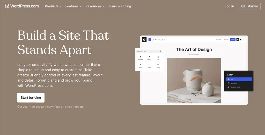 A screenshot of the WordPress homepage