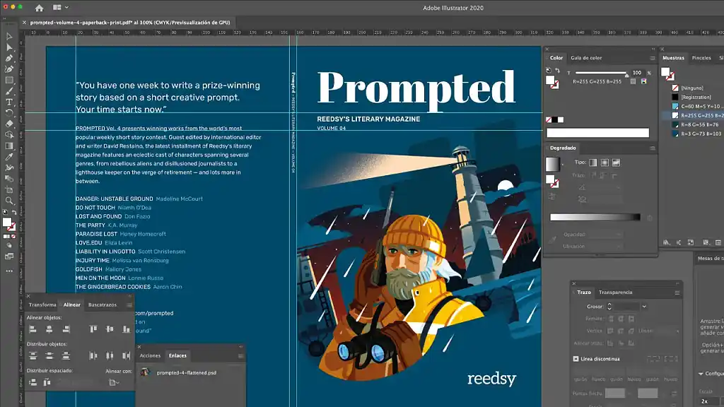 Prompted magazine cover design in Adobe Illustrator