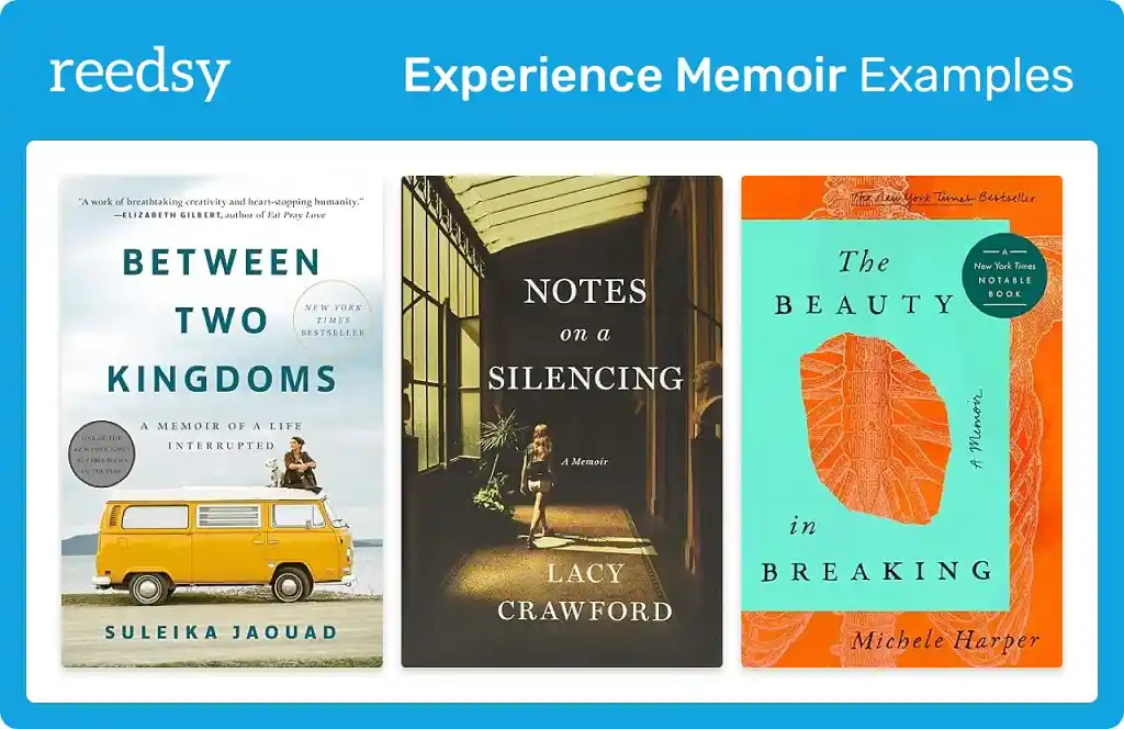 Book covers from three experience memoir examples