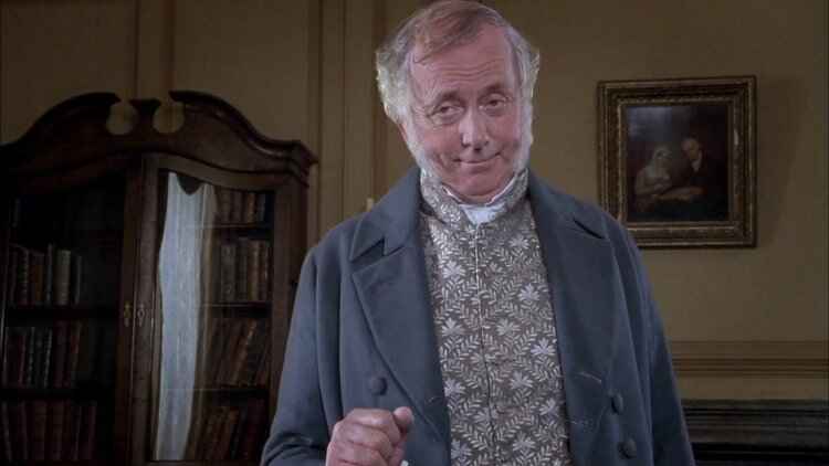 Mr Bennet smiling in the 1995 TV adaptation of Pride and Prejudice.
