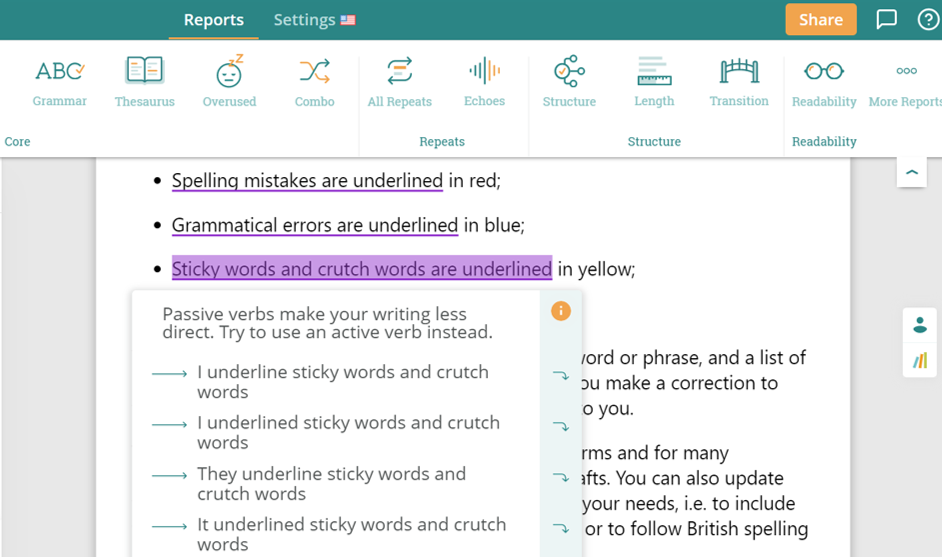 Book Writing Software | Text analysed by ProWritingAid on Microsoft Word