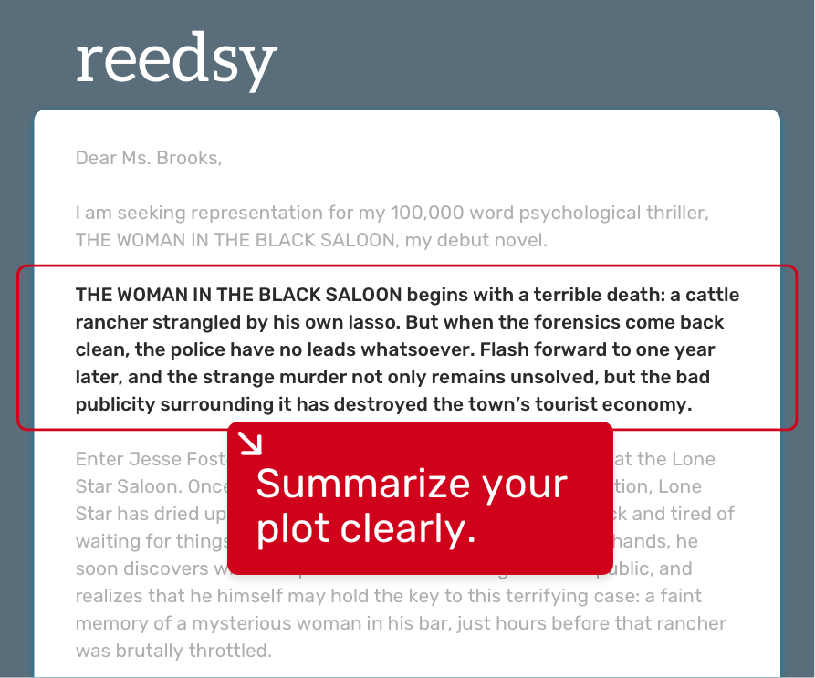 Query letter examples: excerpt from a thriller query letter