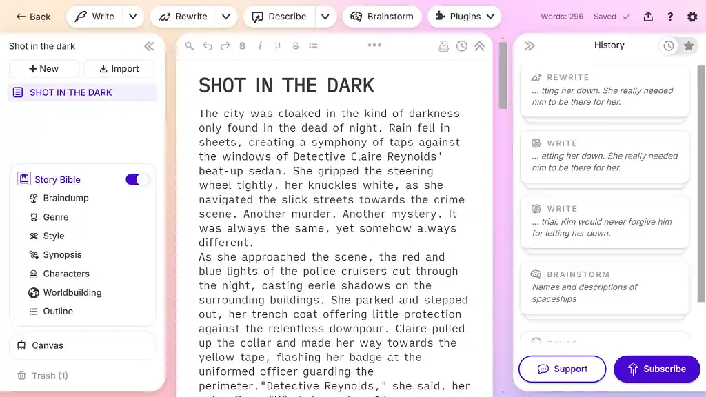 Sudowrite editor