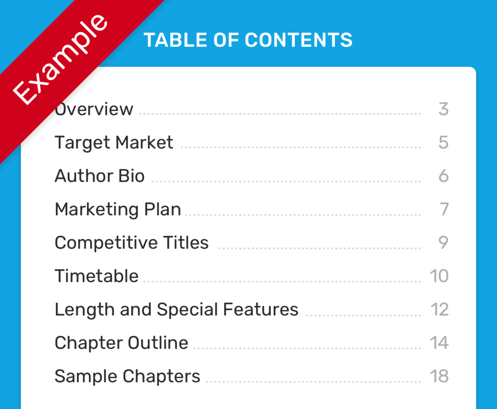 book proposal | Table of contents
