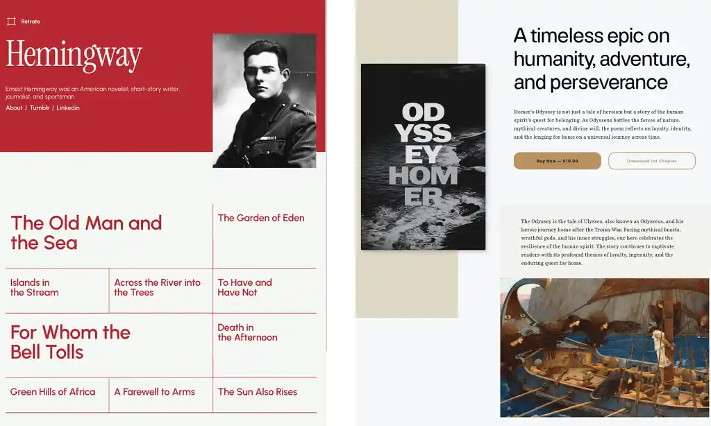 Screenshot of web design templates from WordPress