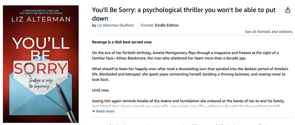 The book You'll Be Sorry on Amazon
