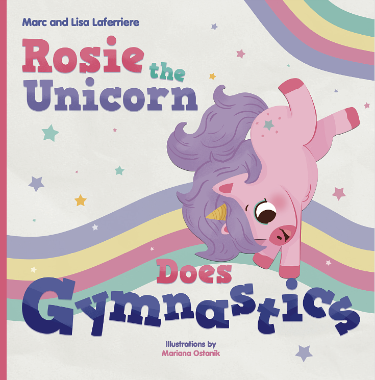 Rosie the Unicorn does Gymnastics book cover, by Mariana O.