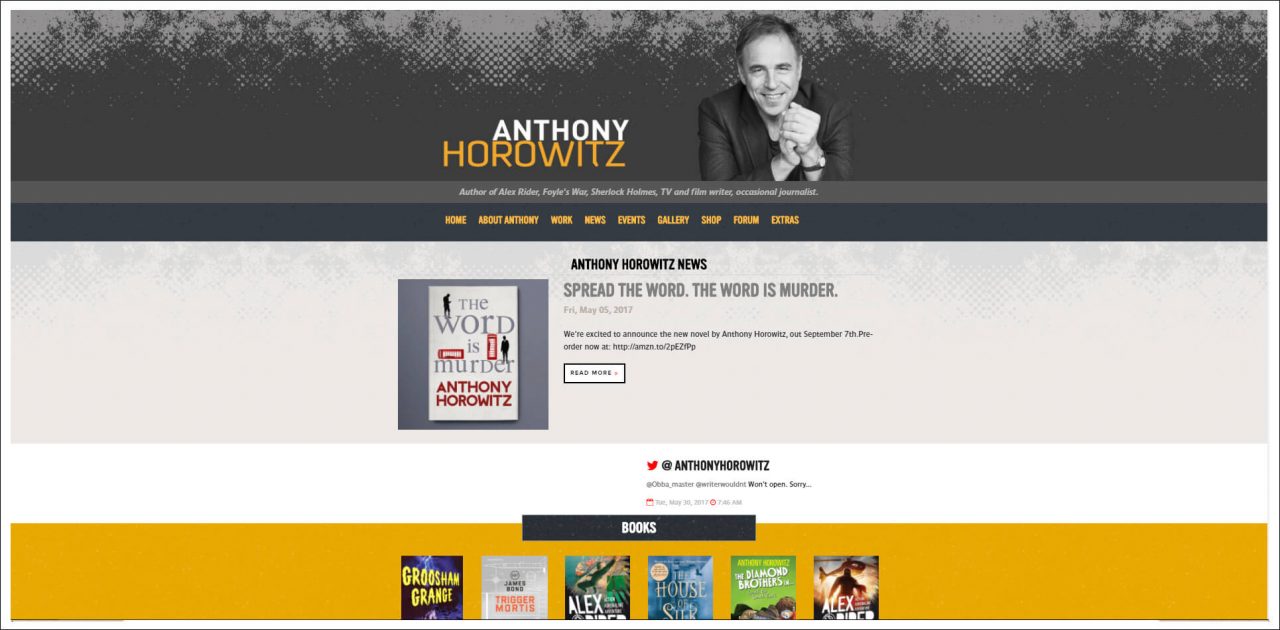 11 Author Websites That Get It Right - Anthony Horowitz